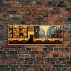 Black Cat Painting Framed Wall Art Gift
