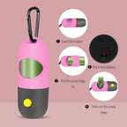 Dog Poop Bag Dispenser with Built-in LED Flashlight