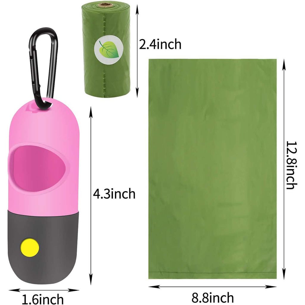 Dog Poop Bag Dispenser with Built-in LED Flashlight
