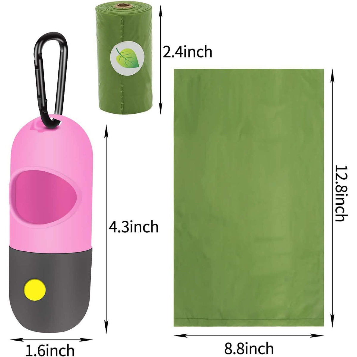 Dog Poop Bag Dispenser with Built-in LED Flashlight