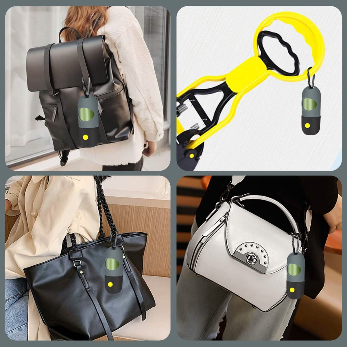 Dog Poop Bag Dispenser with Built-in LED Flashlight
