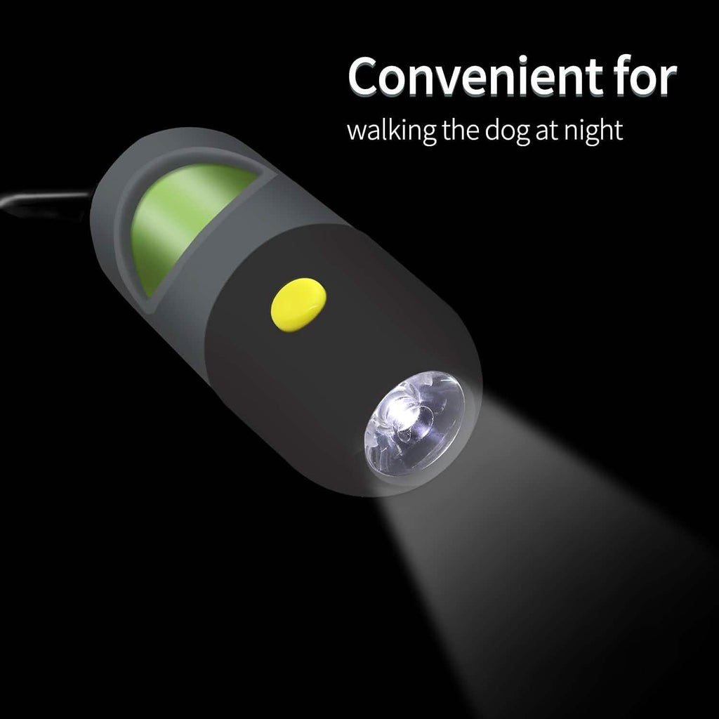 Dog Poop Bag Dispenser with Built-in LED Flashlight