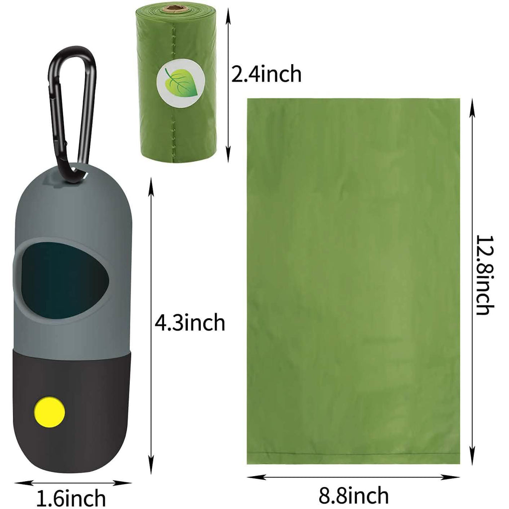 Dog Poop Bag Dispenser with Built-in LED Flashlight