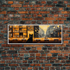 Black Cat Painting Framed Wall Art Gift