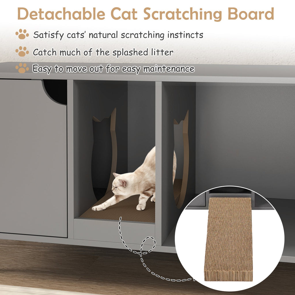 2 Cat Litter Box Enclosure -Gray