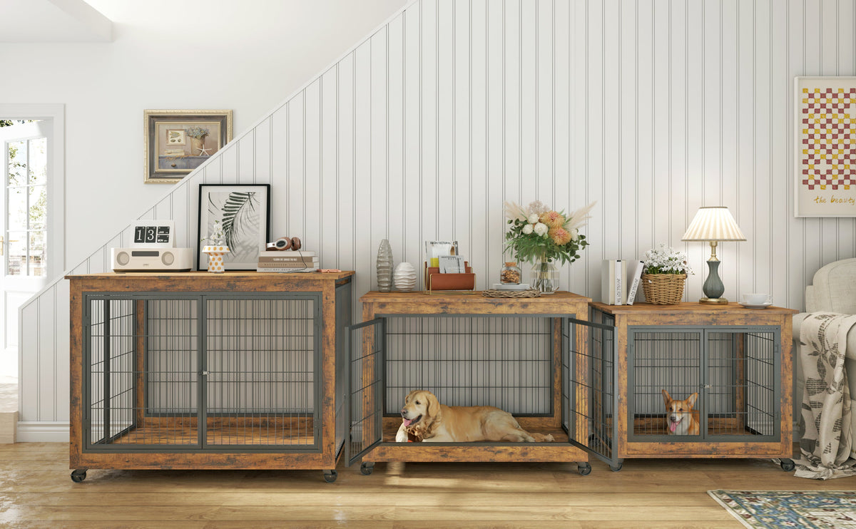 Furniture Style Dog Crate on Wheels