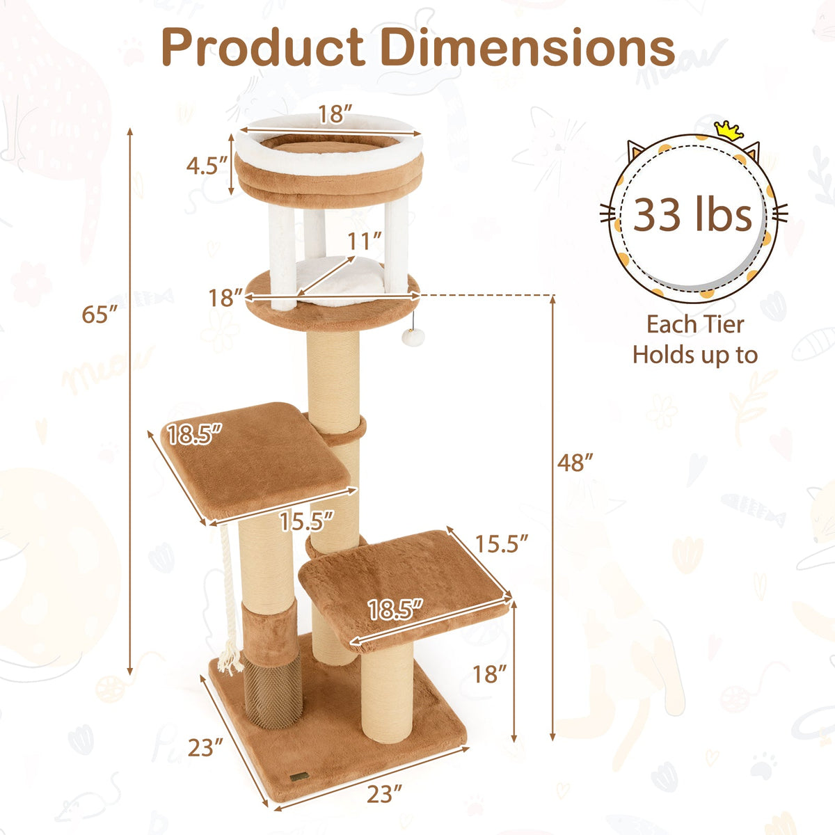 65 Inches Tall Cat Tree