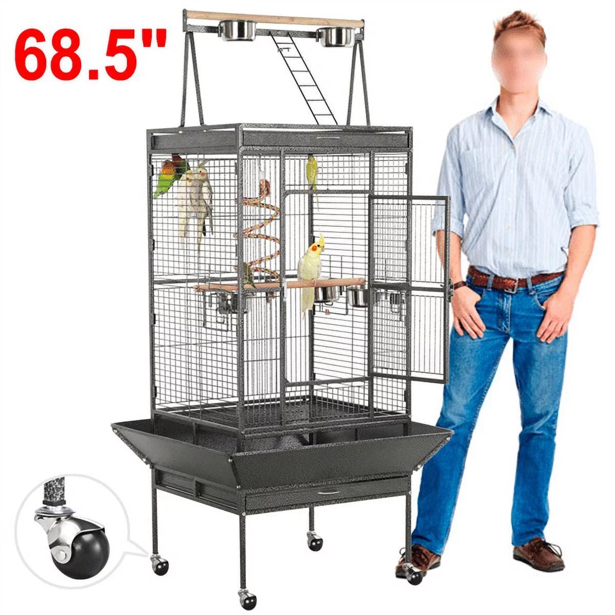 Metal Rolling Bird Cage