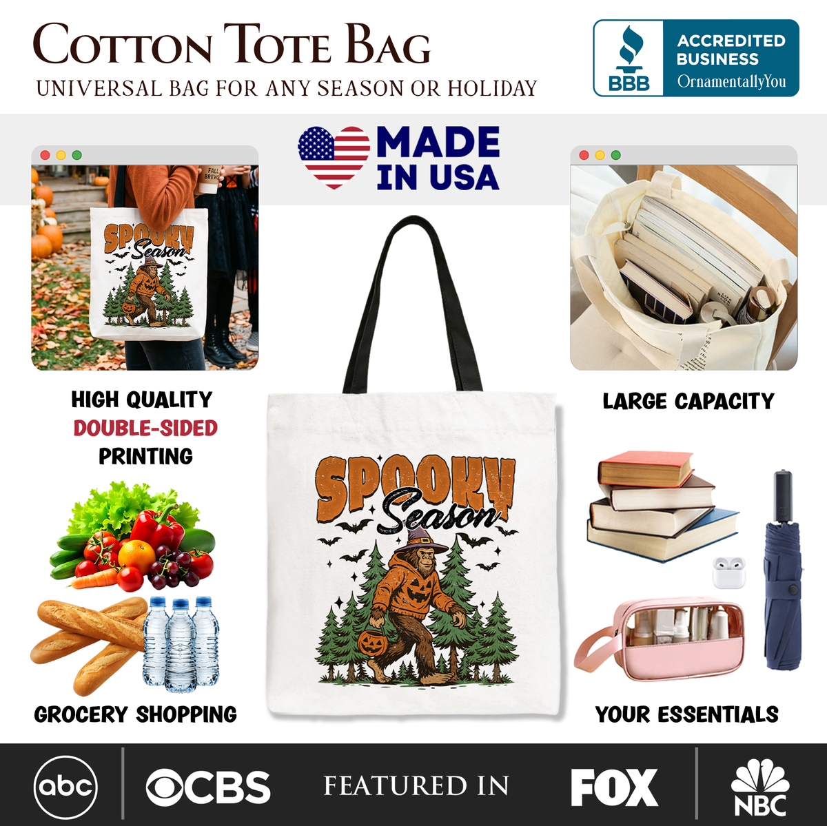 Spooky Season Bigfoot Tote Bag