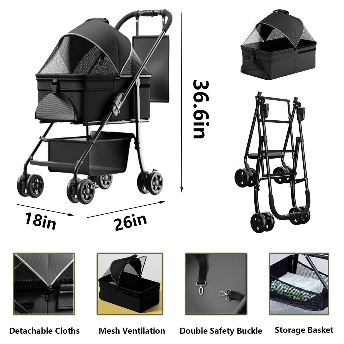 Pet Four-Wheel Folding Cart