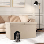 Hidden Cat Litter Box Enclosure with Urine Proof Litter Mat
