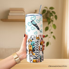 Personalized Tumbler With Lid and Stainless Steel Straw