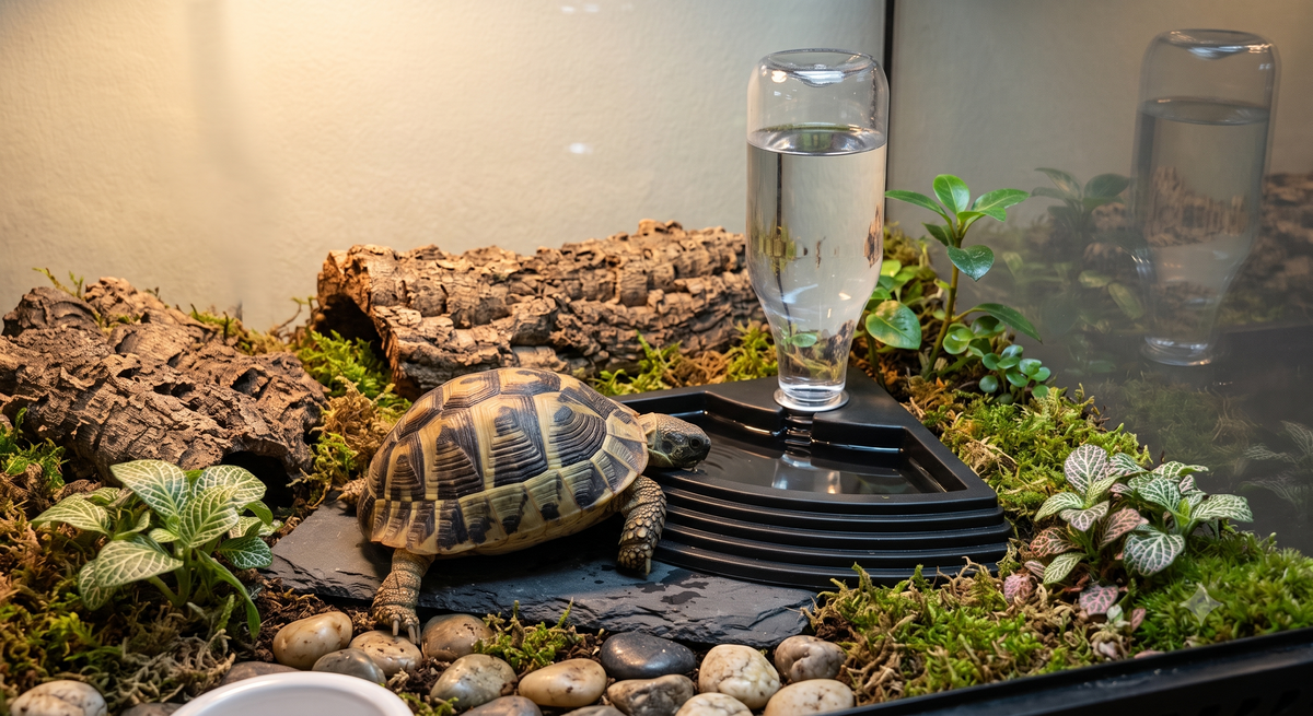Corner Reptile Water Dispenser & Step Ramp