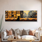 Black Cat Painting Framed Wall Art Gift