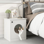 Nightstand Cat Litter Box Enclosure - White