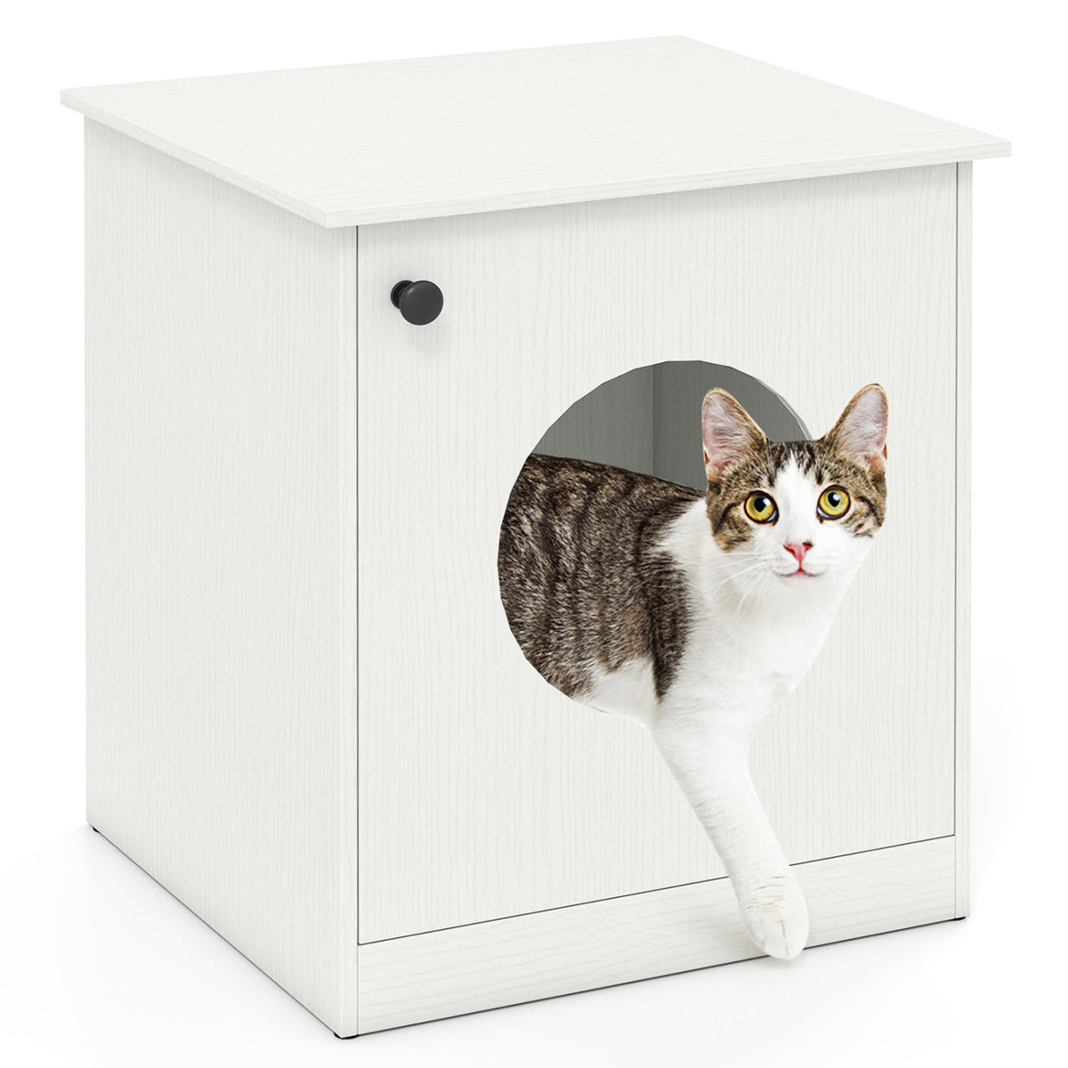 Nightstand Cat Litter Box Enclosure - White