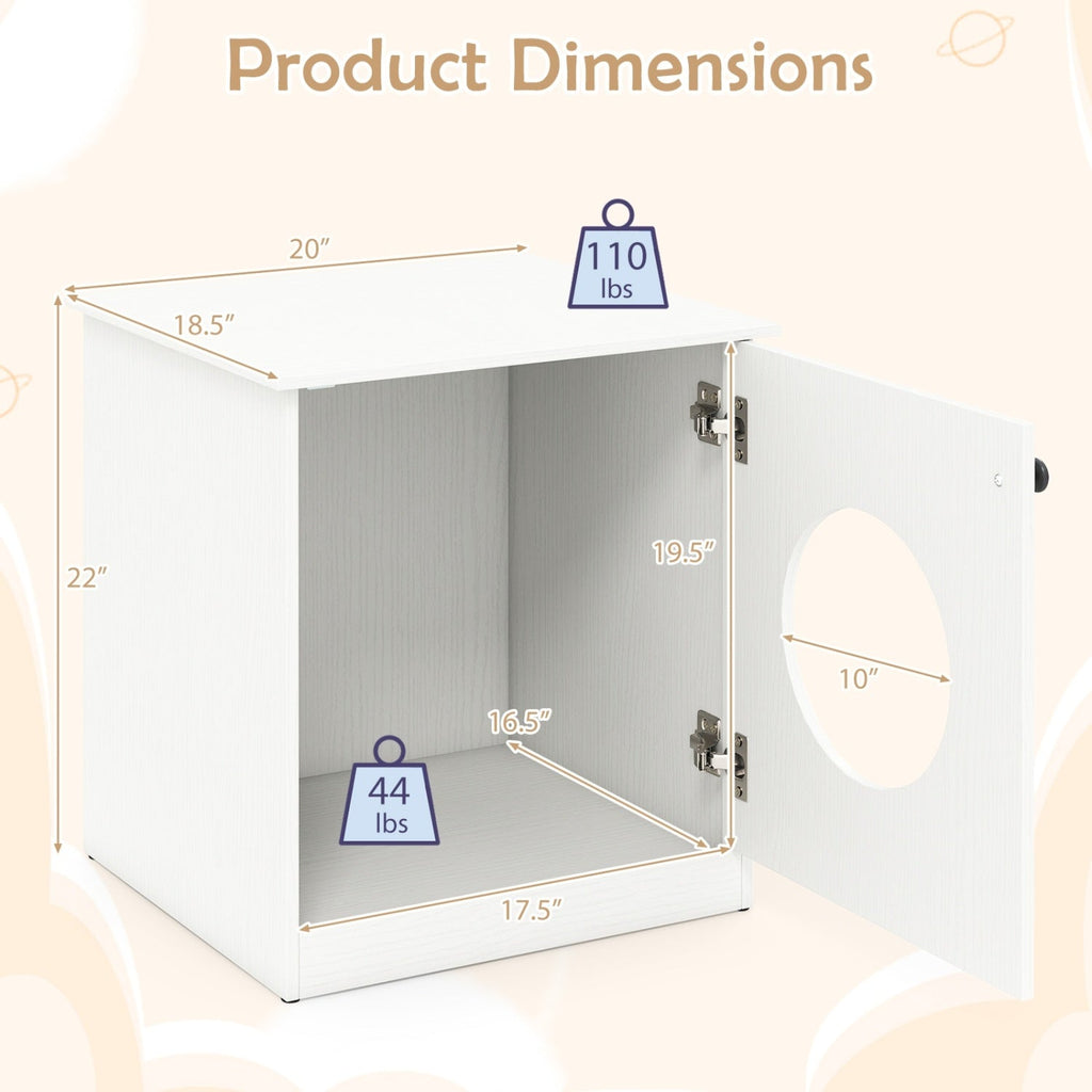 Nightstand Cat Litter Box Enclosure - White
