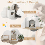 Nightstand Cat Litter Box Enclosure - White