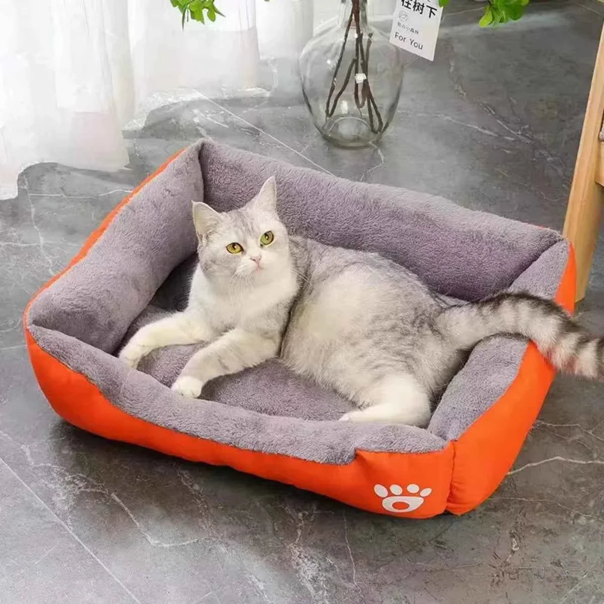 Color Square Winter Warm Pet Bed