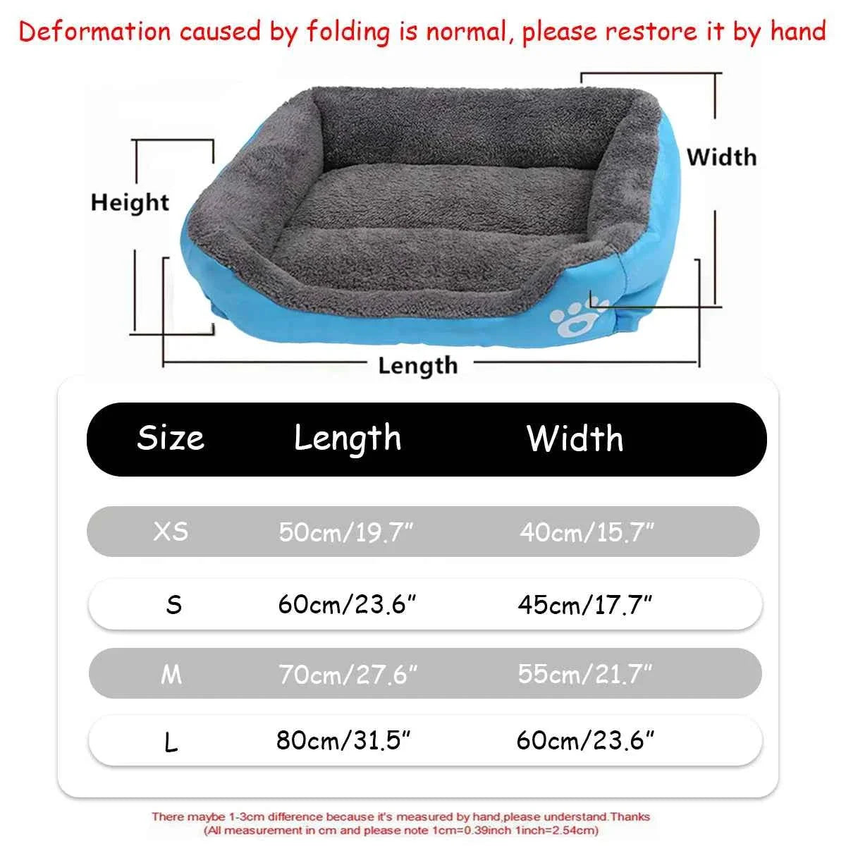Color Square Winter Warm Pet Bed