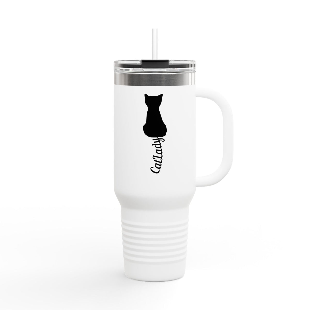 Cursive Tail Cat Lady Travel Mug