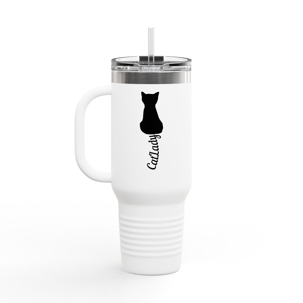 Cursive Tail Cat Lady Travel Mug