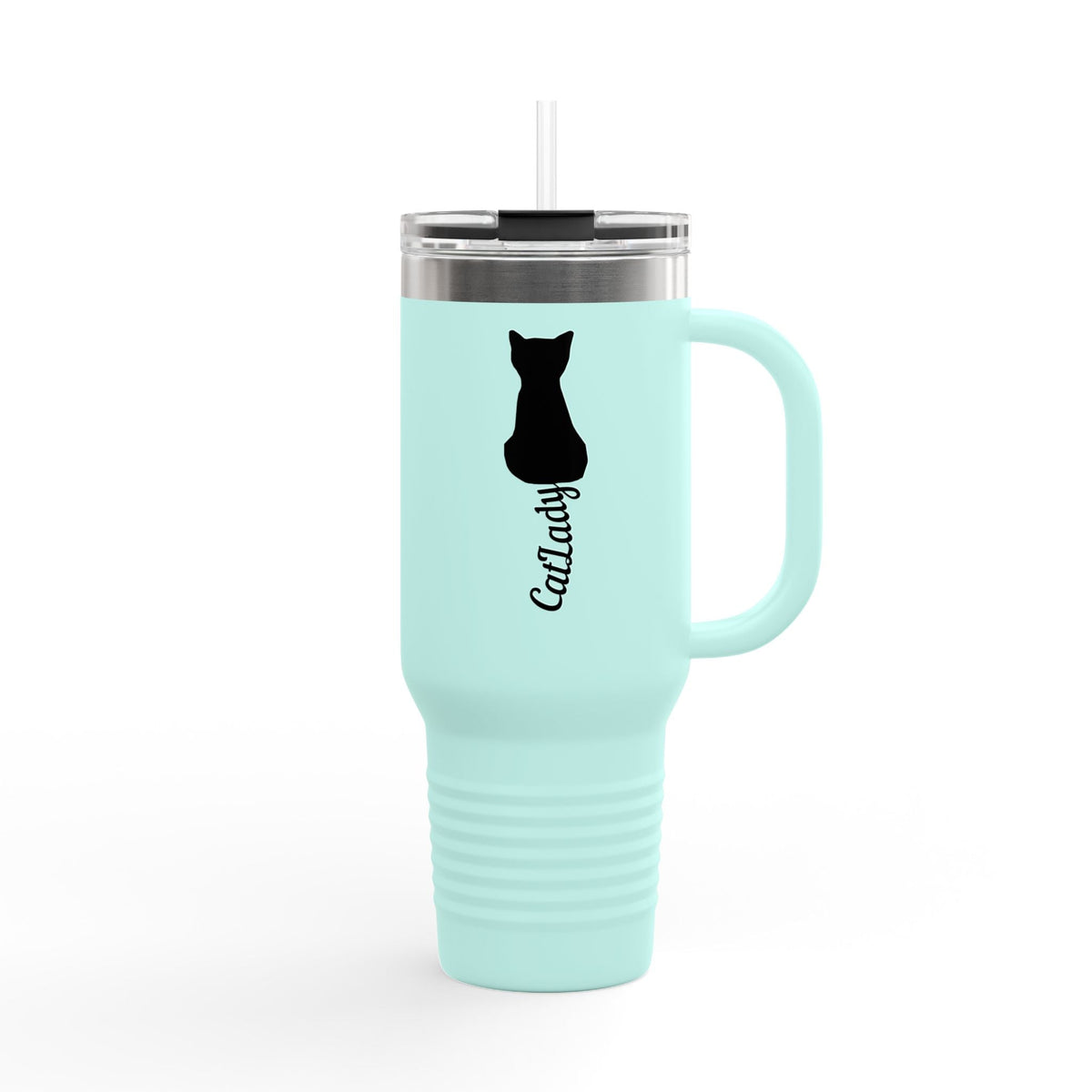 Cursive Tail Cat Lady Travel Mug