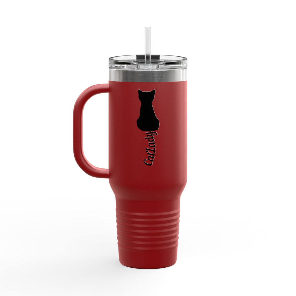 Cursive Tail Cat Lady Travel Mug