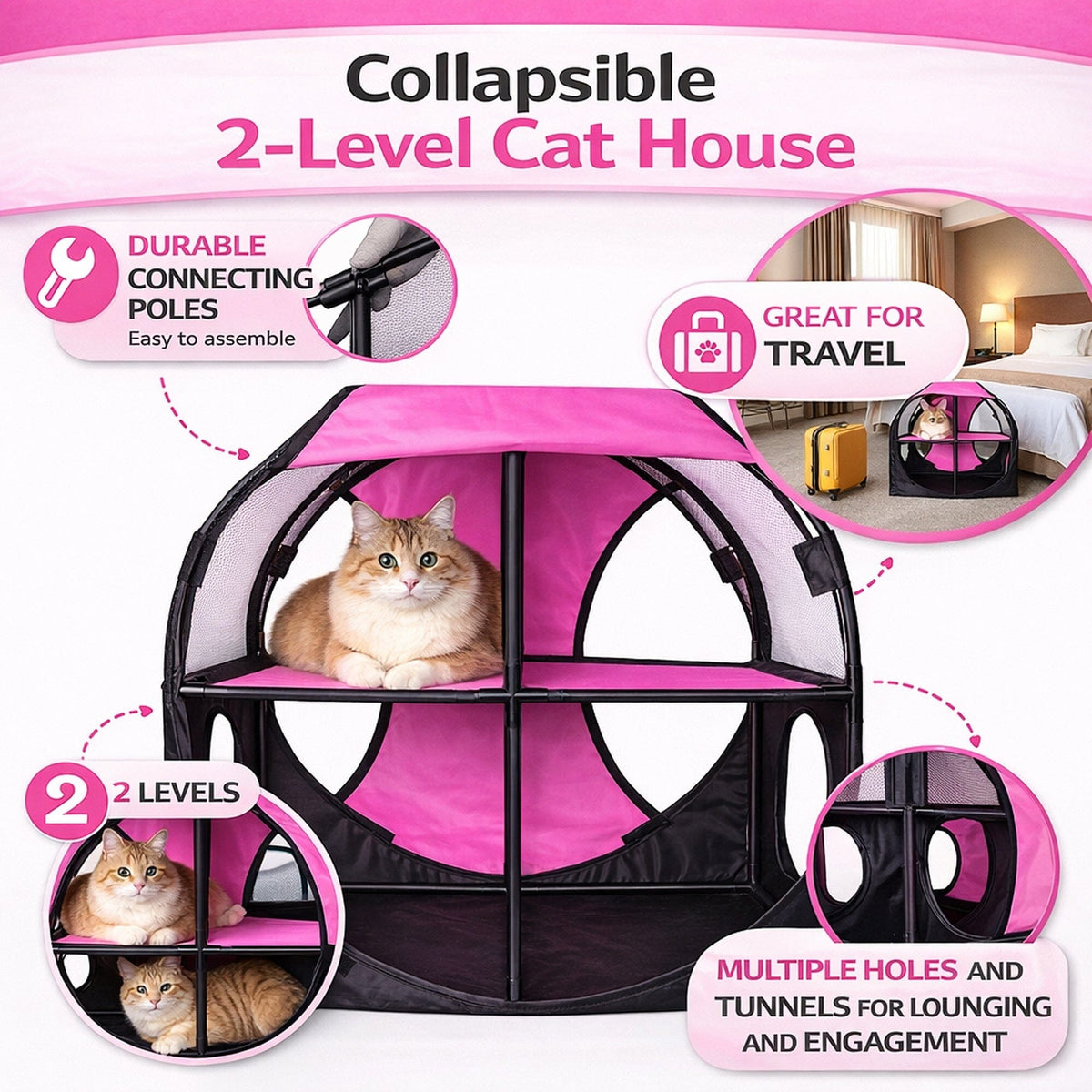 Travel Interactive Kitty Cat Tree Maze Hous