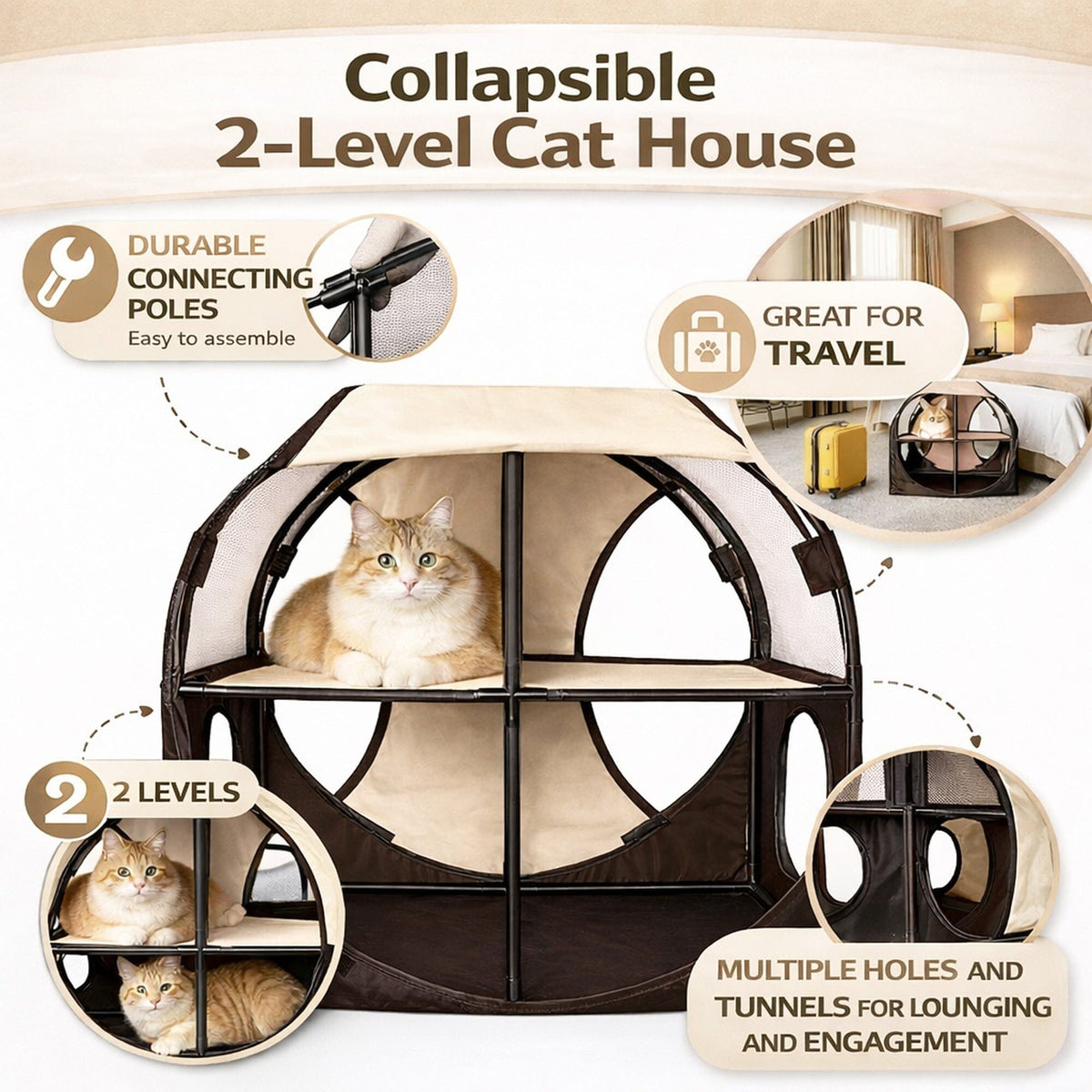 Travel Interactive Kitty Cat Tree Maze Hous