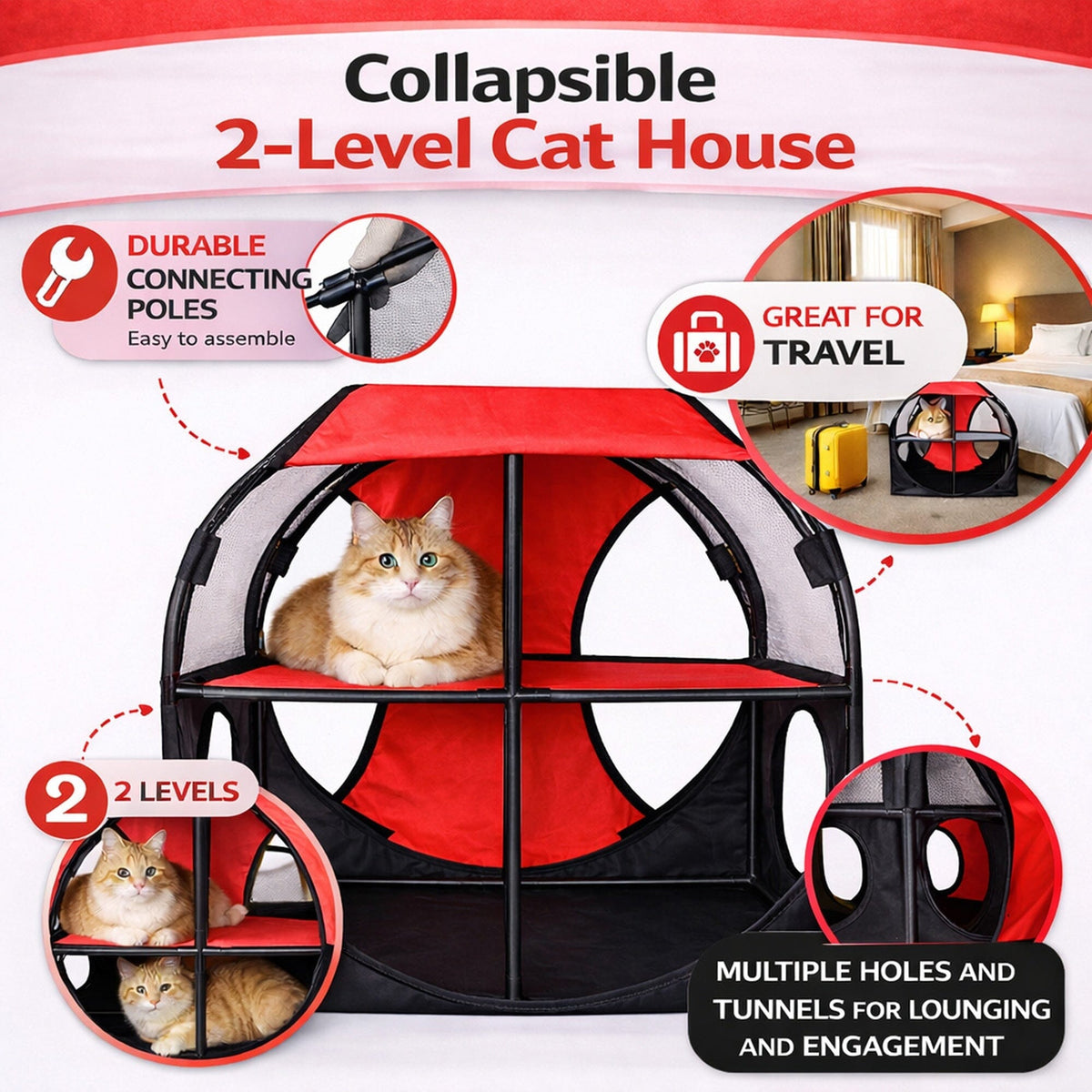 Travel Interactive Kitty Cat Tree Maze Hous