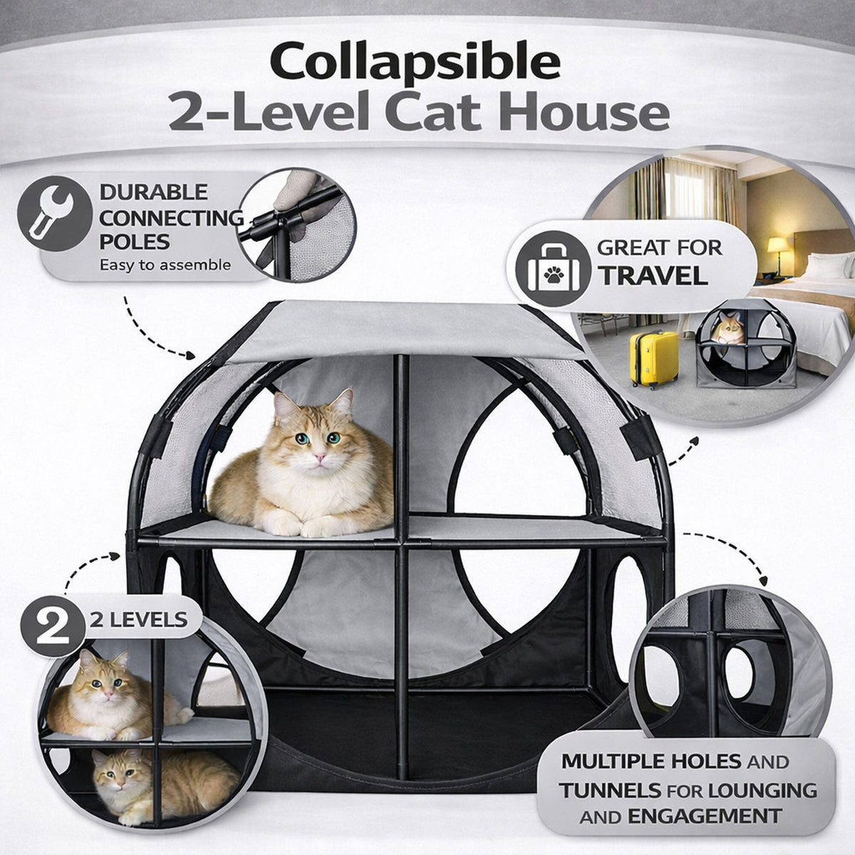 Travel Interactive Kitty Cat Tree Maze Hous
